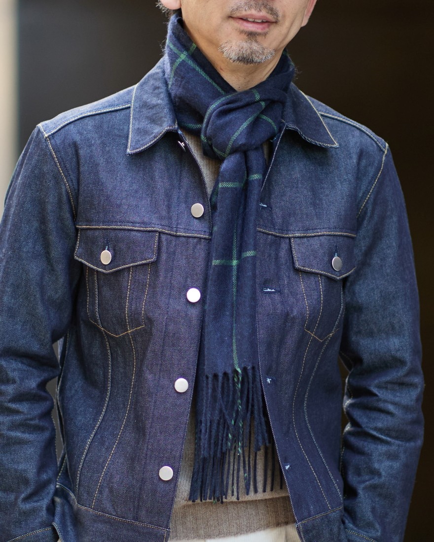 PIACENZAウインドウペーン シルクカシミヤ ストール08l