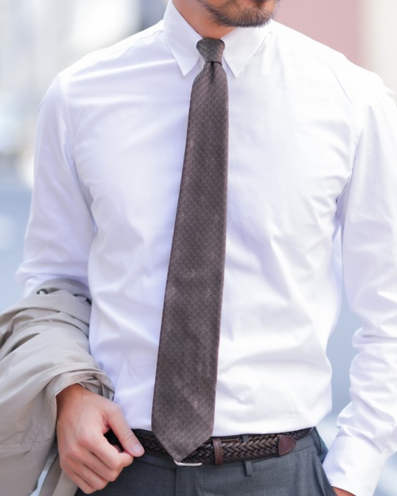 atto vannucciブラウン ダイヤ小紋 タイ【Sfoderato/スフォデラート】02l