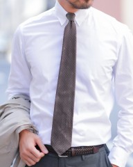 atto vannucciブラウン ダイヤ小紋 タイ【Sfoderato/スフォデラート】mb_02l