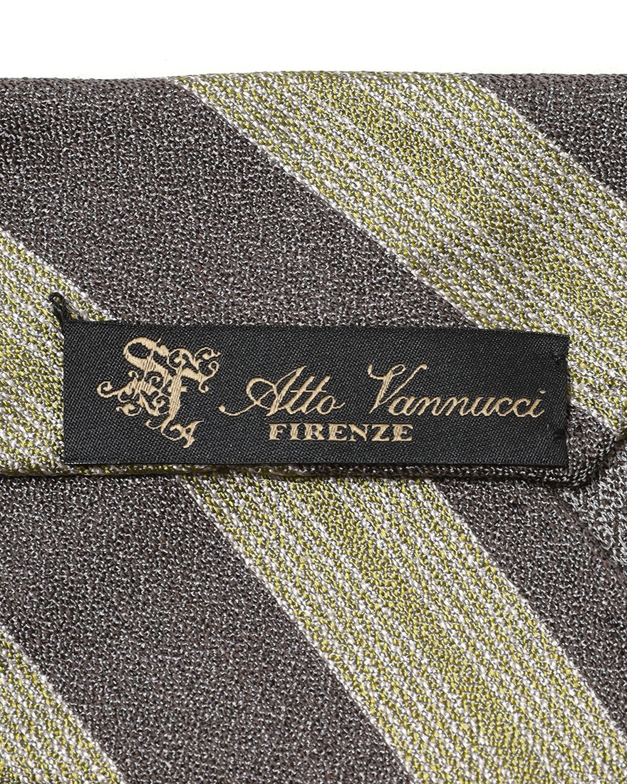atto vannucciグレー×イエローグリーンレジメンタル タイ【Sette Pieghe/セッテピエゲ】09l