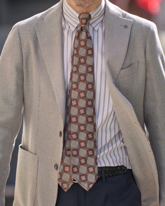 atto vannucciグレー×ブラウン スクエア柄 タイ【Sfoderato/スフォデラート】02l