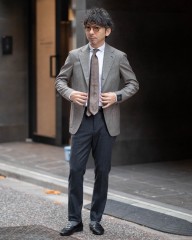 atto vannucciライトブラウン小紋柄 タイ【Sfoderato/スフォデラート】mb_ma