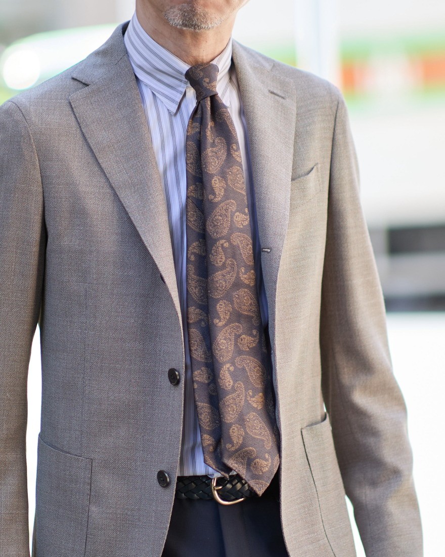 atto vannucciブラウン ペイズリー タイ【Sette Pieghe】03l