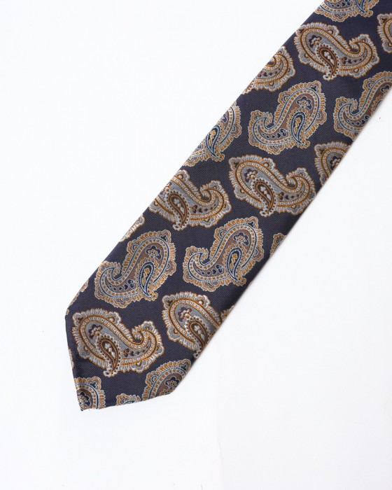 atto vannucciネイビー ペイズリー タイ【Sfoderato】04l