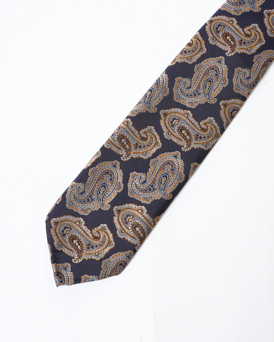atto vannucciネイビー ペイズリー タイ【Sfoderato】04l