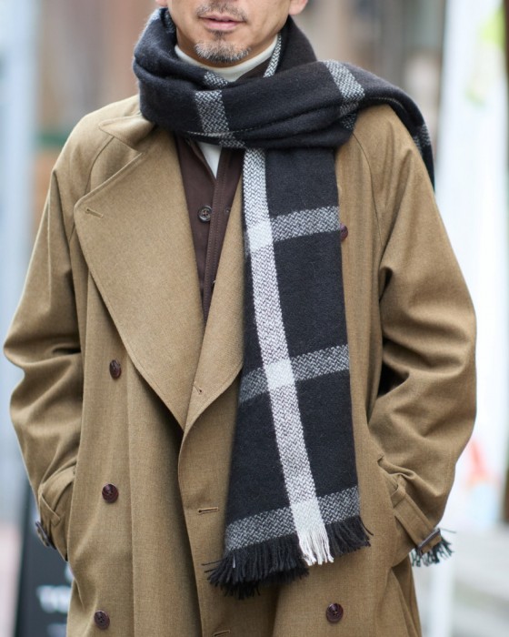 NORLHAヤクウール チェック 大判ストール【Nomad Nets Wide Square】01l