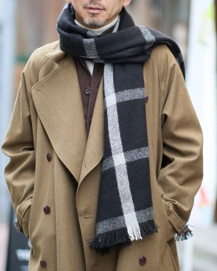 NORLHAヤクウール チェック 大判ストール【Nomad Nets Wide Square】01l