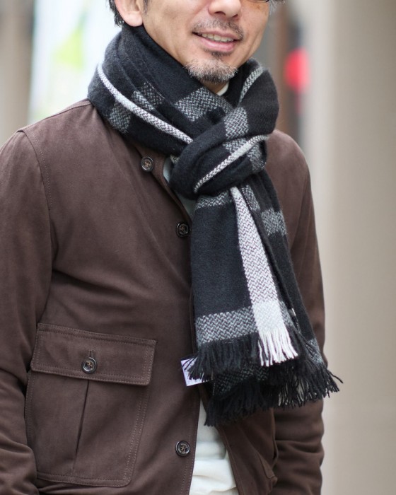 NORLHAヤクウール チェック 大判ストール【Nomad Nets Wide Square】02l