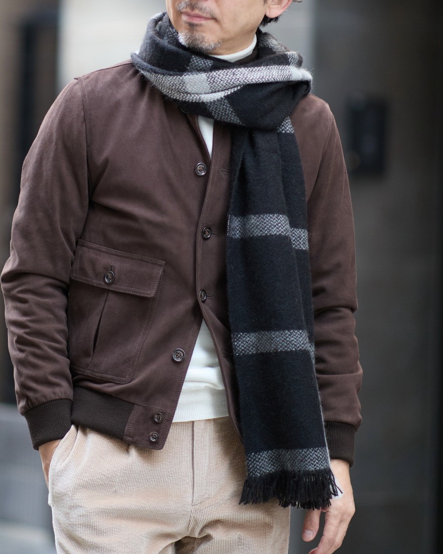 NORLHAヤクウール チェック 大判ストール【Nomad Nets Wide Square】03l