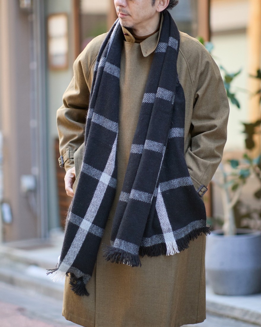 NORLHAヤクウール チェック 大判ストール【Nomad Nets Wide Square】11l