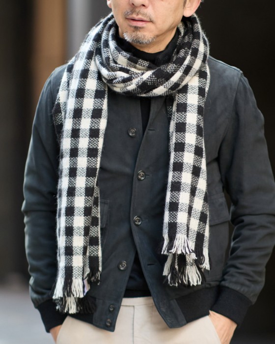 NORLHAヤクウール スモールチェック 大判ストール【Nomad Nets Small Square】01l