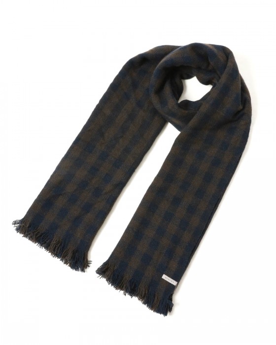 NORLHAヤクウール スモールチェック 大判ストール【Nomad Nets Small Square】c1