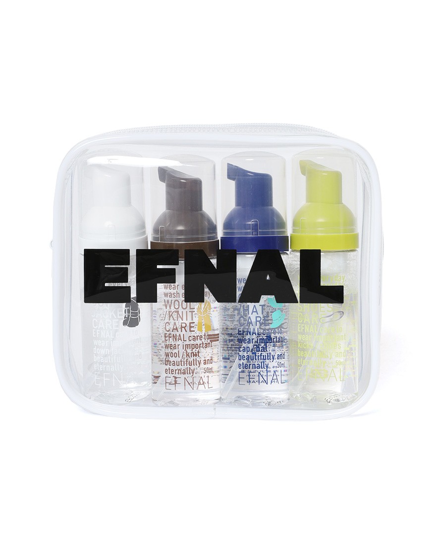 EFNALcare衣料用洗剤スターター＆トラベルセット（ポーチ付き）【水のいらない4種の専用洗剤/50ml×4本】01l
