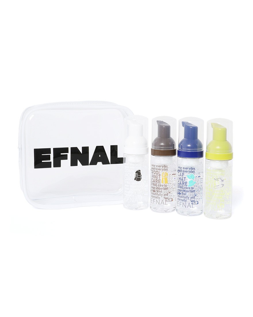 EFNALcare衣料用洗剤スターター＆トラベルセット（ポーチ付き）【水のいらない4種の専用洗剤/50ml×4本】05l