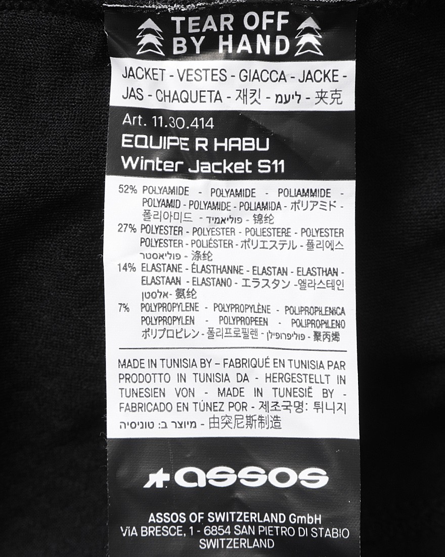 ASSOSウィンタージャケット【EQUIPE R HABU WINTER JACKET S11】28l