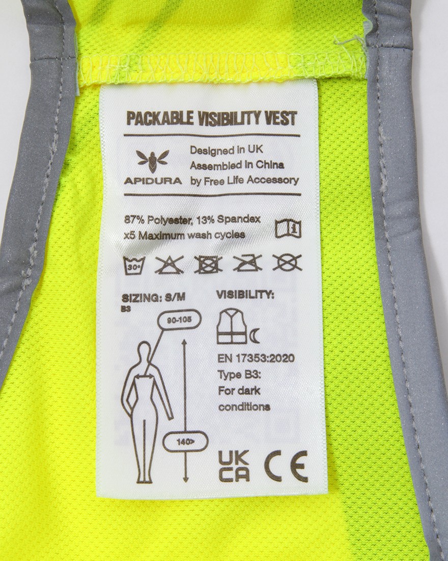 APIDURAパッカブル高視認性ベスト【PACKABLE VISIBILITY VEST】13l
