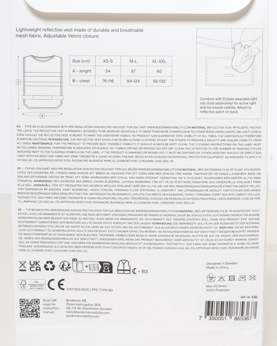 BOOKMANリフレクティブ メッシュ ベスト【Reflective Vest】19l