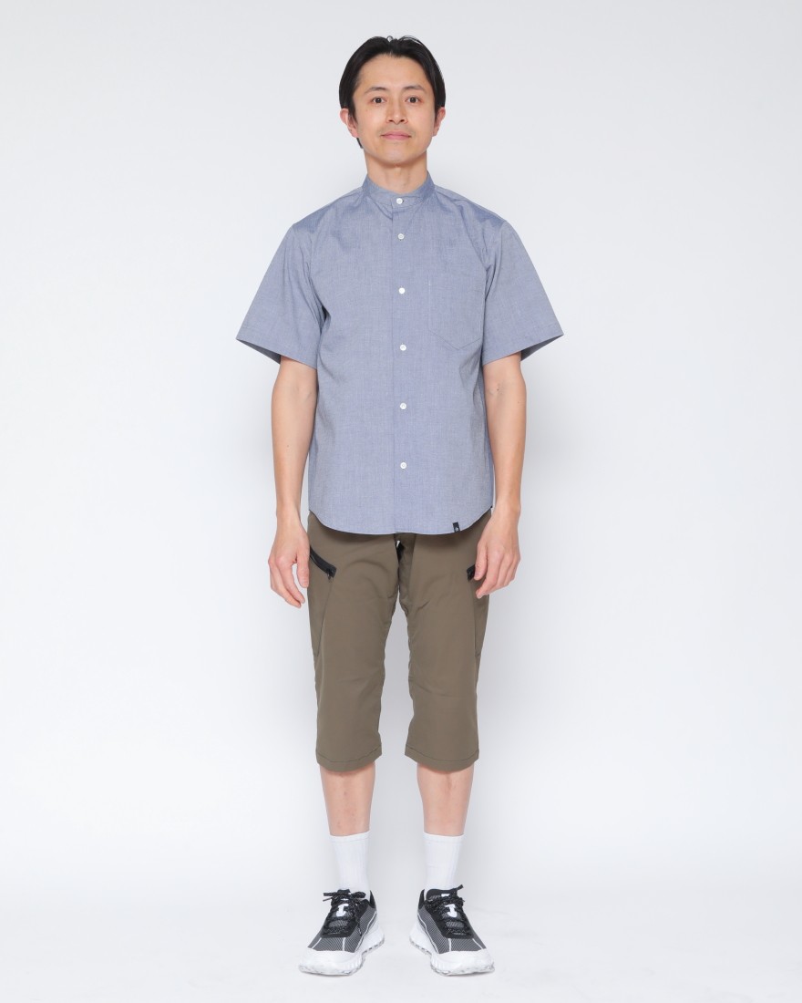 rin projectバックポケット付き バンドカラー半袖シャツ【バンドカラーシャツ COOLMAX(R) EcoMade/2248】21l