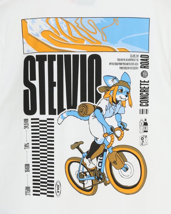 Cafe du Cyclisteユニセックス オーガニックコットン Tシャツ【COL STELVIO/コル・ステルヴィオ】11l
