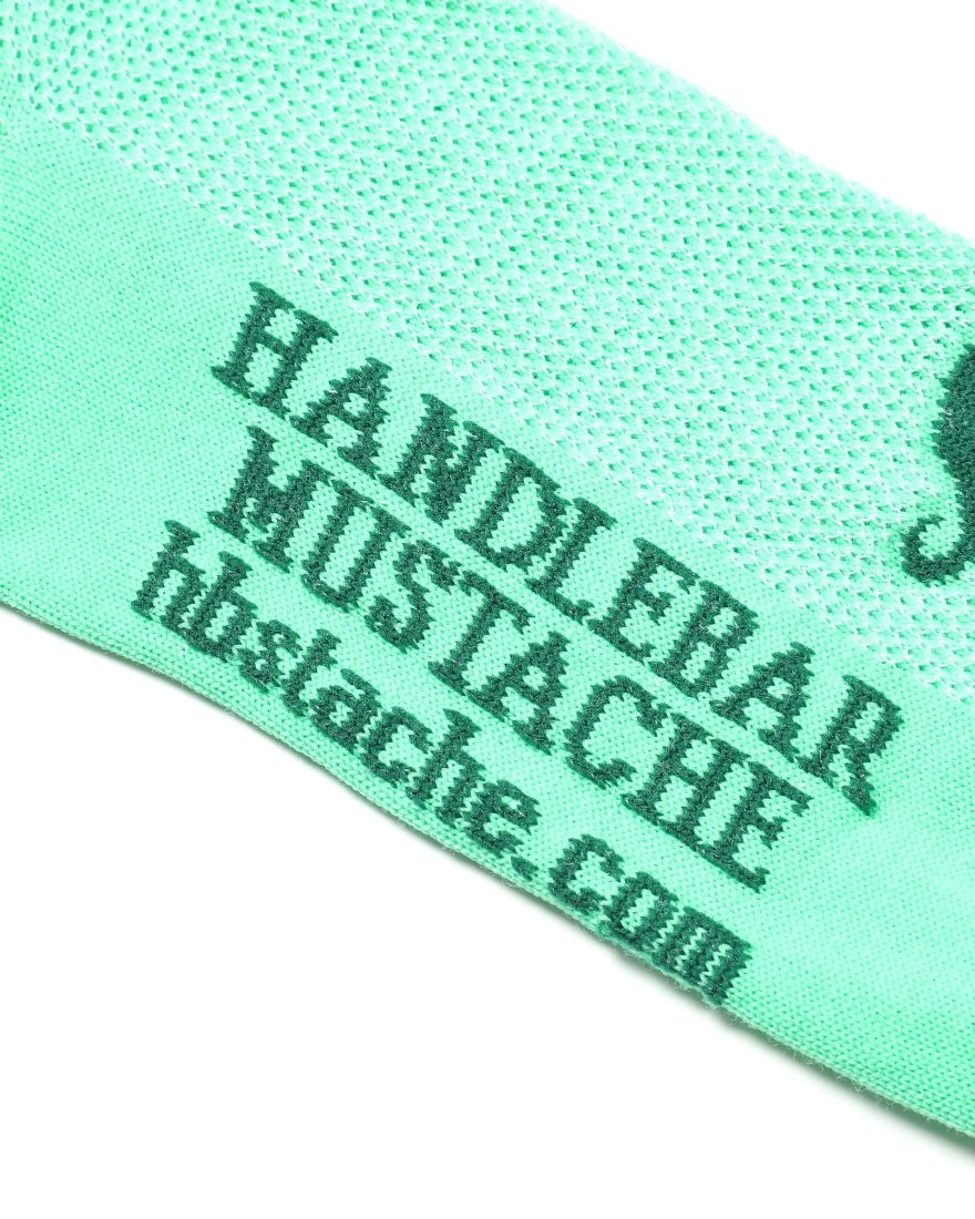 DeFeet Handlebar Mustache Amongst the Waves 6/" Cycling Socks Green