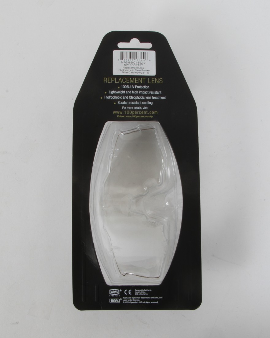 100%スピードクラフト用スペアレンズ（調光）【SPEEDCRAFT REPLACEMENT LENS - Photochromic Clear/Smoke】09l