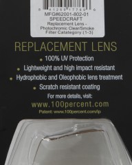 100%スピードクラフト用スペアレンズ（調光）【SPEEDCRAFT REPLACEMENT LENS - Photochromic Clear/Smoke】mb_10l