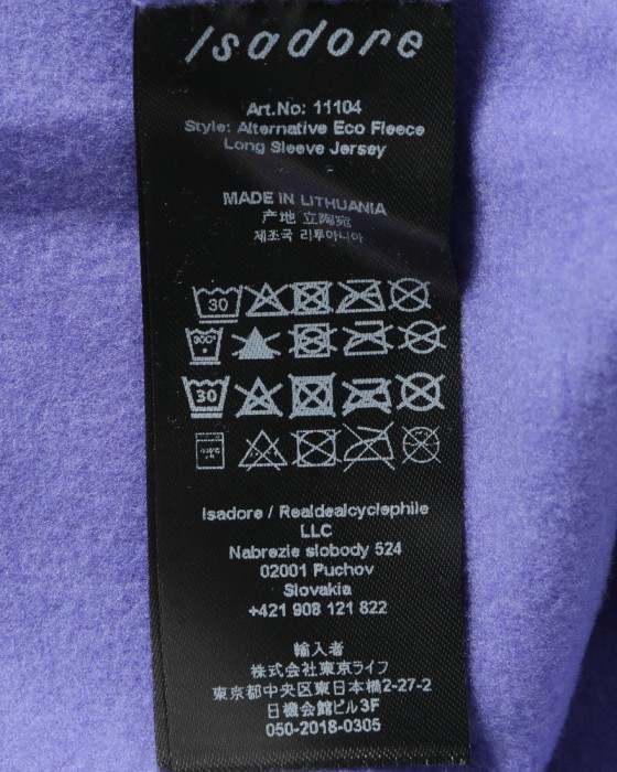 Isadoreレディースロングスリーブジャージ【Alternative Eco Fleece Long Sleeve Jersey】25l