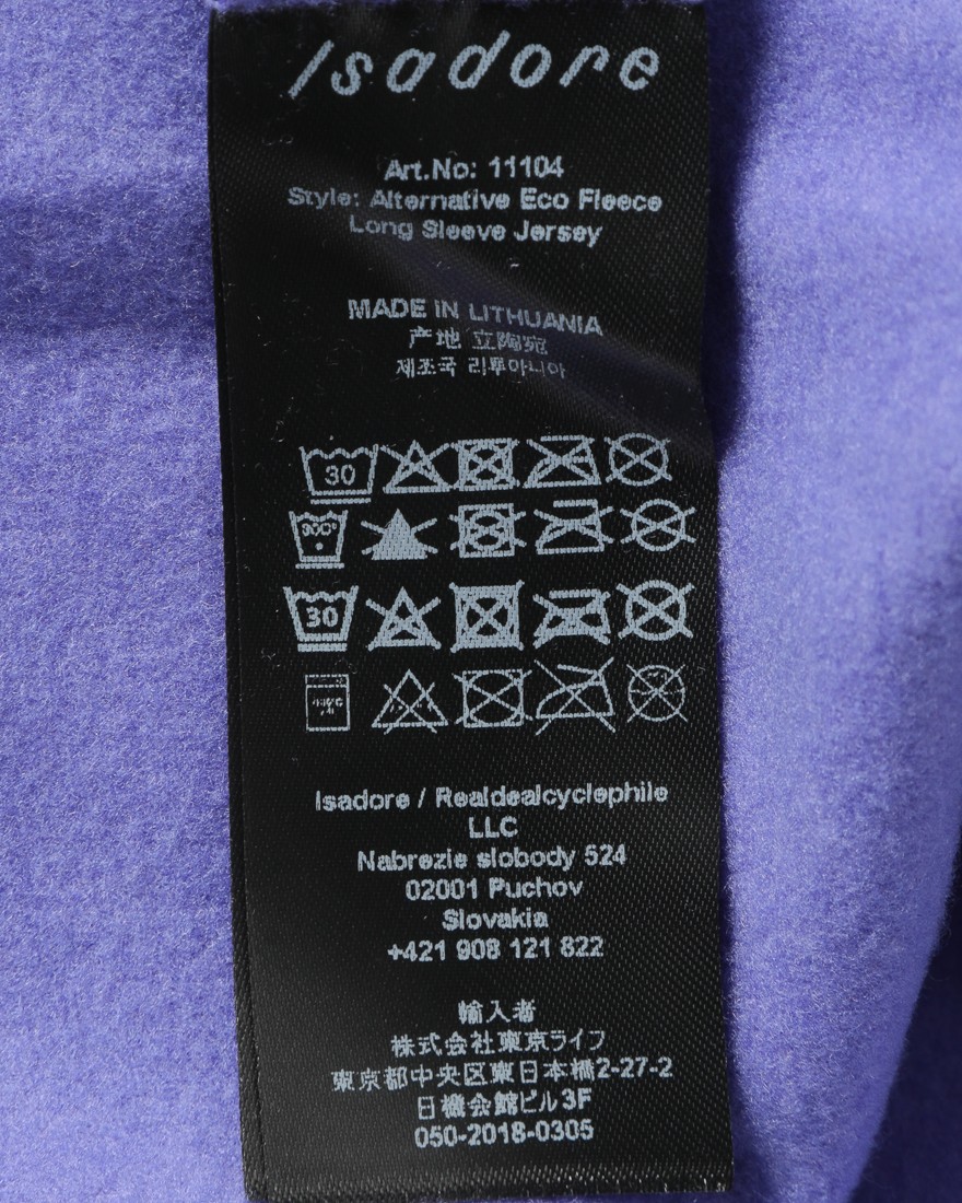 Isadoreレディースロングスリーブジャージ【Alternative Eco Fleece Long Sleeve Jersey】25l