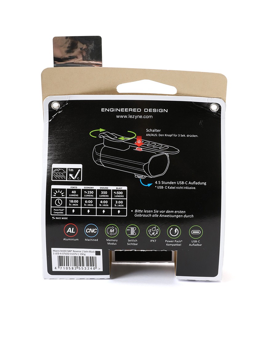 LEZYNEStVZO規格対応 フロントライト 【MACRO StVZO 500+ FRONT REVERSE】24l