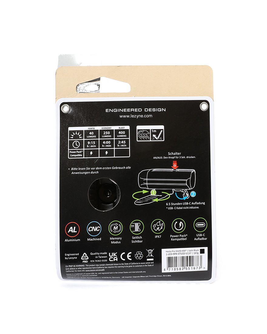 LEZYNEStVZO規格対応 フロントライト【HECTO PRO StVZO 400+ FRONT】14l