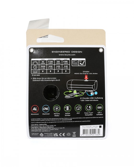 LEZYNEStVZO規格対応 フロントライト【MACRO StVZO 500+ FRONT】22l