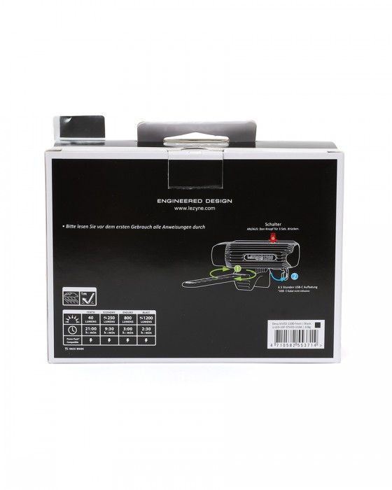 LEZYNEStVZO規格対応 フロントライト【DECA StVZO 1200 FRONT BLACK】15l