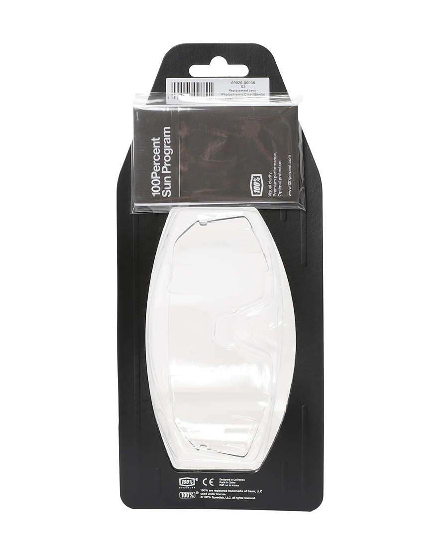 100%S3用スペアレンズ（調光）【S3 REPLACEMENT LENS - Photochromic Clear/Smoke】10l