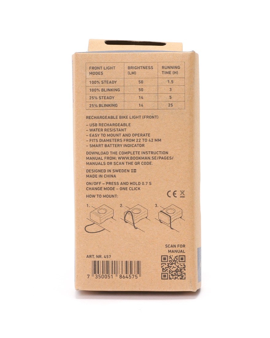 BOOKMANUSB充電式 コンパクトフロントライト【Block Light Front】11l