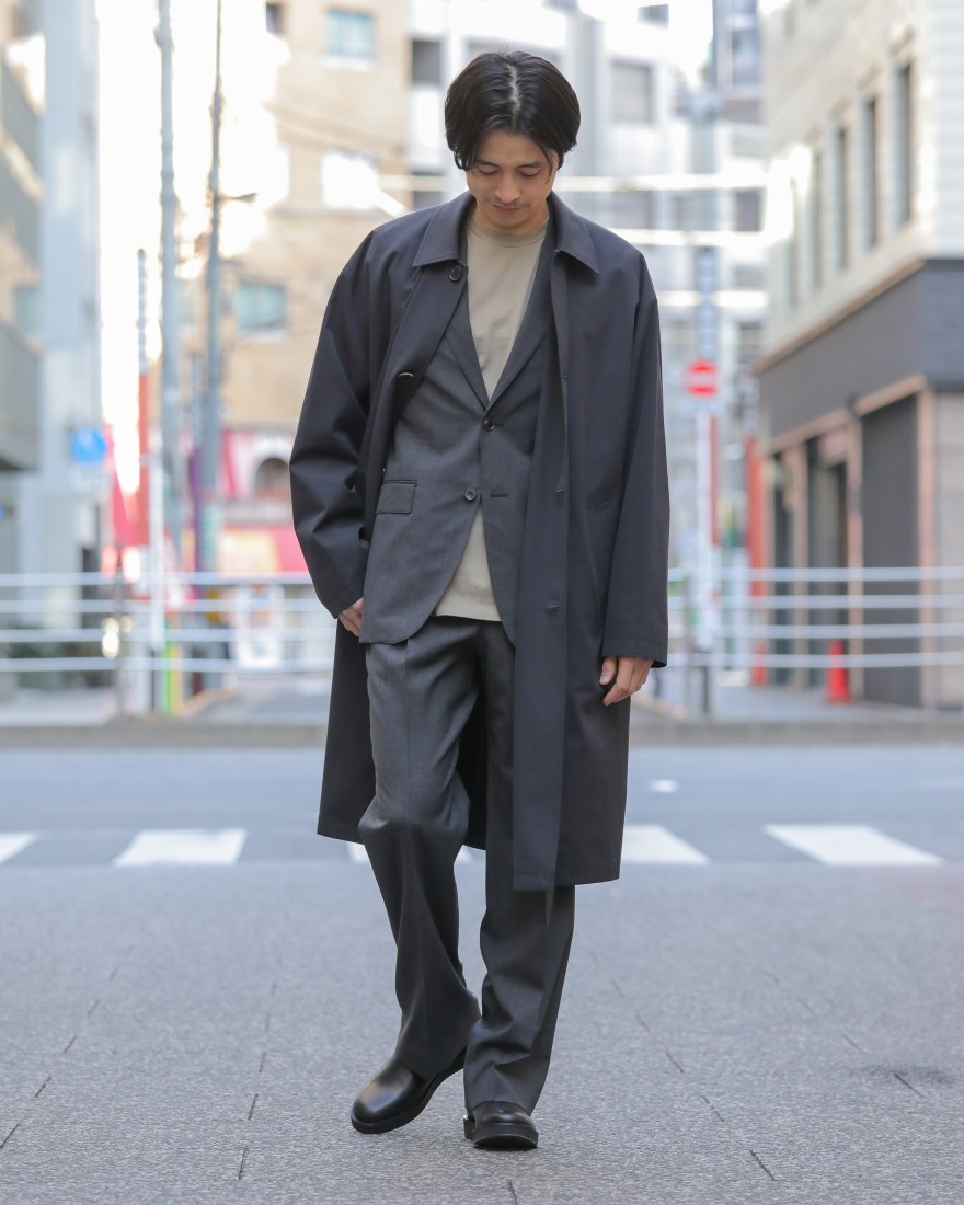 フィンクスコットン ステンカラーコート【FINX HARD TWIST GABARDINE