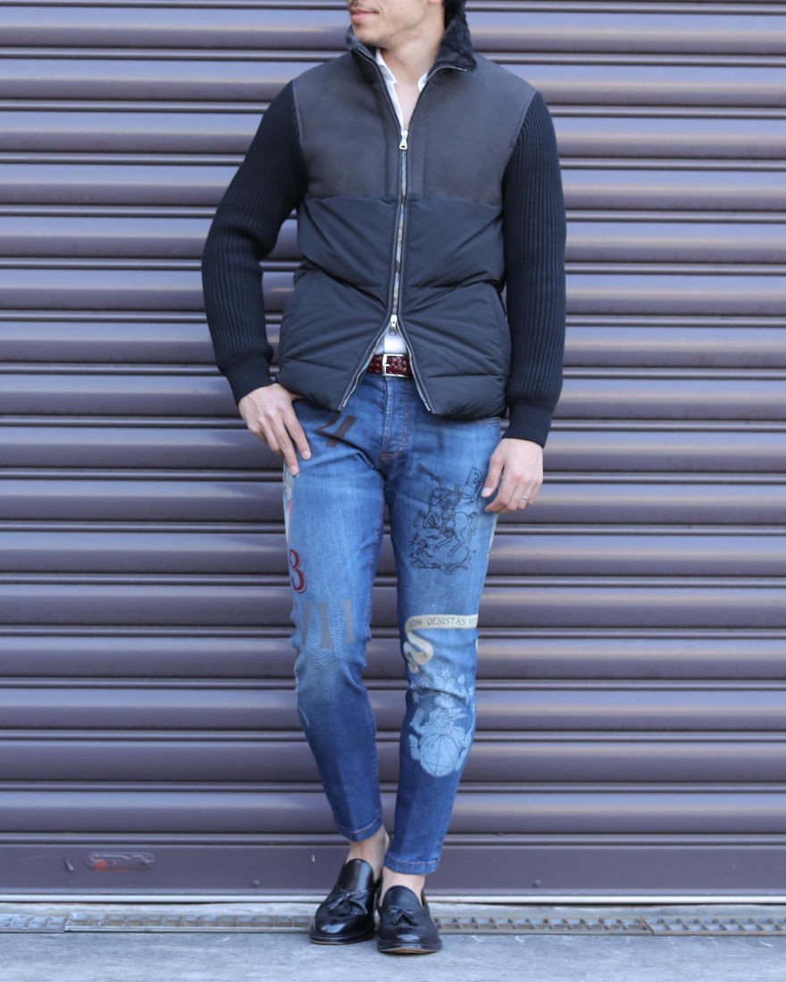 ムートンコンビ スタンドカラーニットスリーブダウン Korbin Emmeti エンメティ Tokyolife