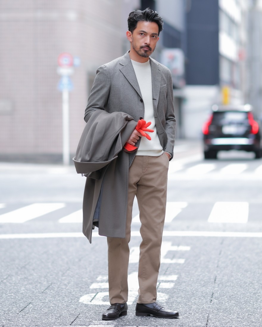 極美品】HEVO イーヴォ チェスターコート グレー 48 イタリア製 HEVO